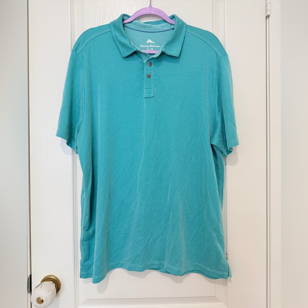 Tommy Bahama Polo Shirt XL Tall Blue Short Sleeve Casual Mens - Picture 1 of 7